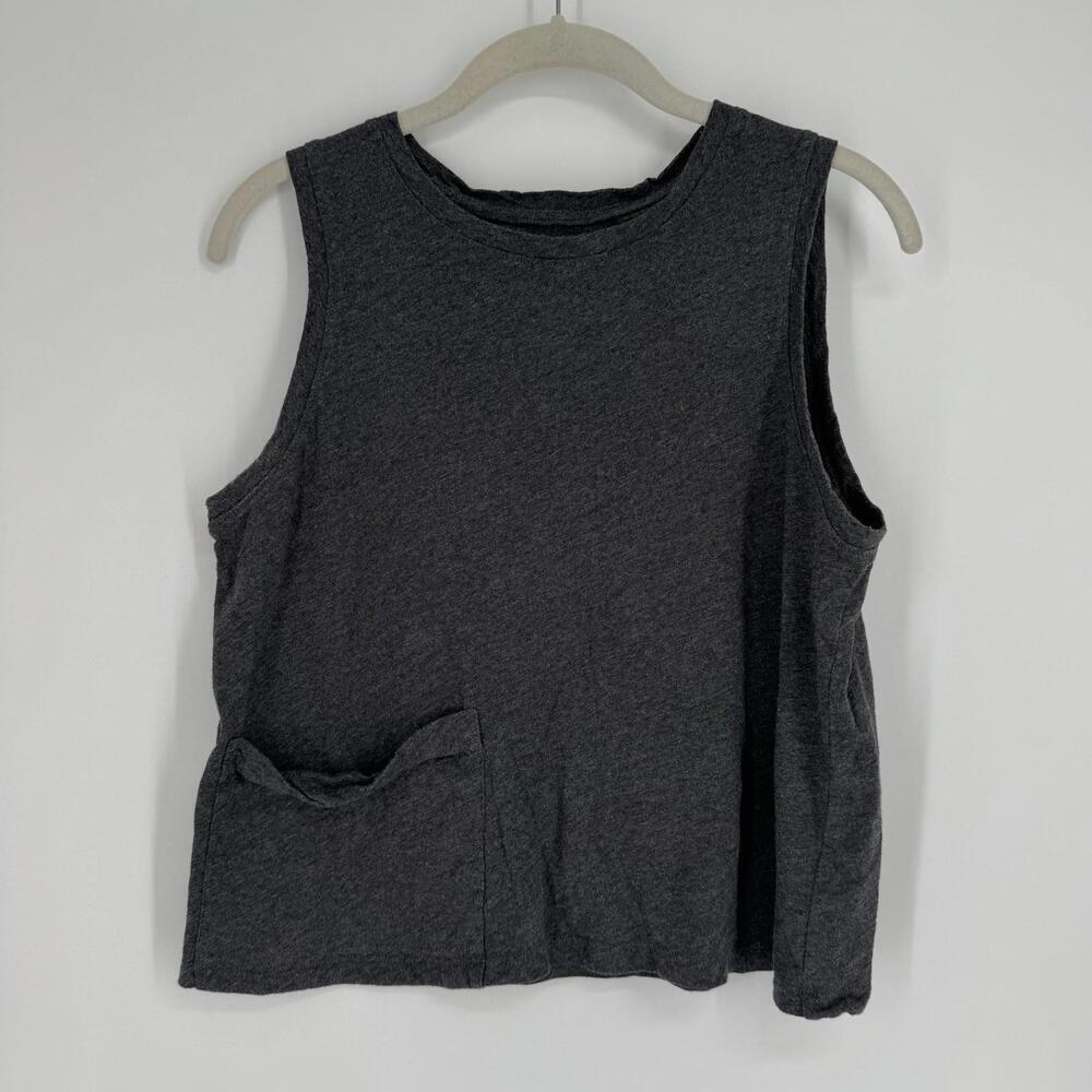 Eileen Fisher tank xs gray pocket organic cotton minimalist lagen look classic